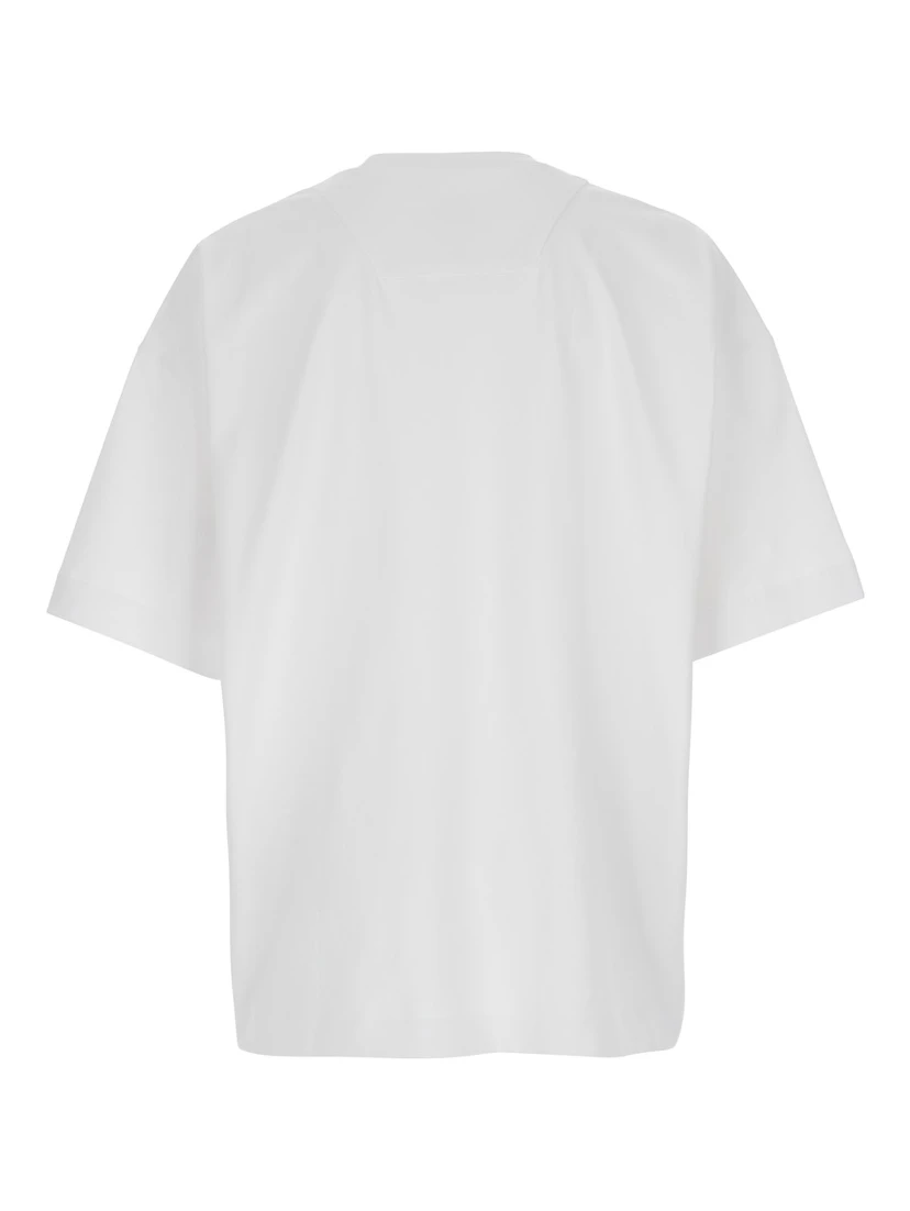 White T-shirt with Tone-on-Tone Logo Embroidered on the Front in Cotton Man