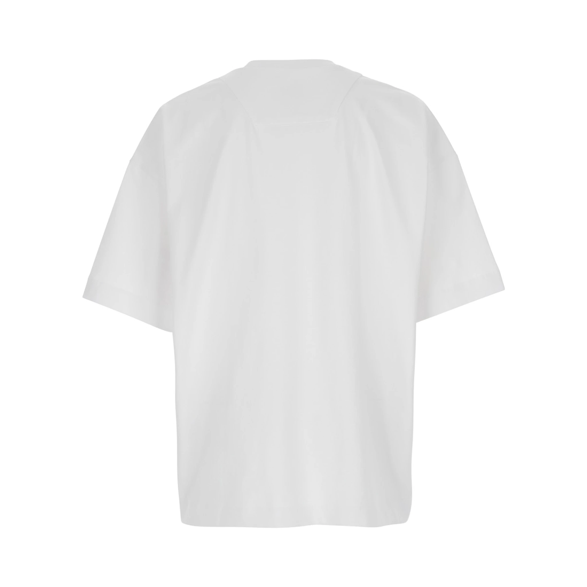 White T-shirt with Tone-on-Tone Logo Embroidered on the Front in Cotton Man