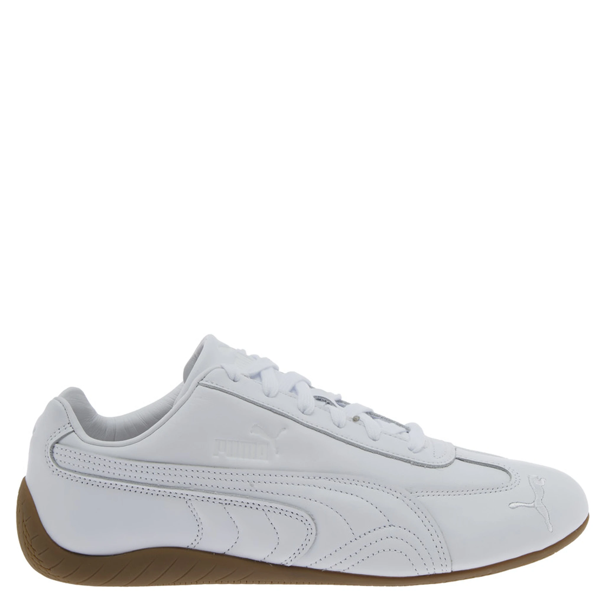 Speedcat White Low Top Sneakers with Embossed Logo on the Tongue and Contrasting Sole in Leather Unisex