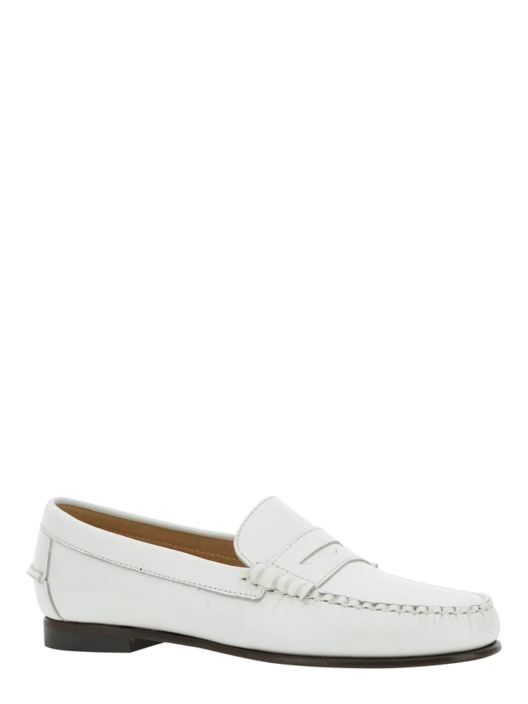 Danielle Pop White Loafers with Bevelled Toe and Low Stacked Heel in Leather Woman alternative