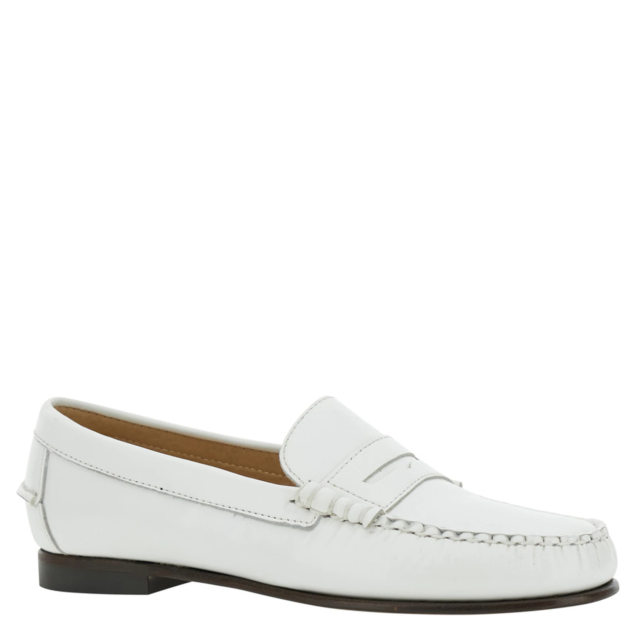 Danielle Pop White Loafers with Bevelled Toe and Low Stacked Heel in Leather Woman