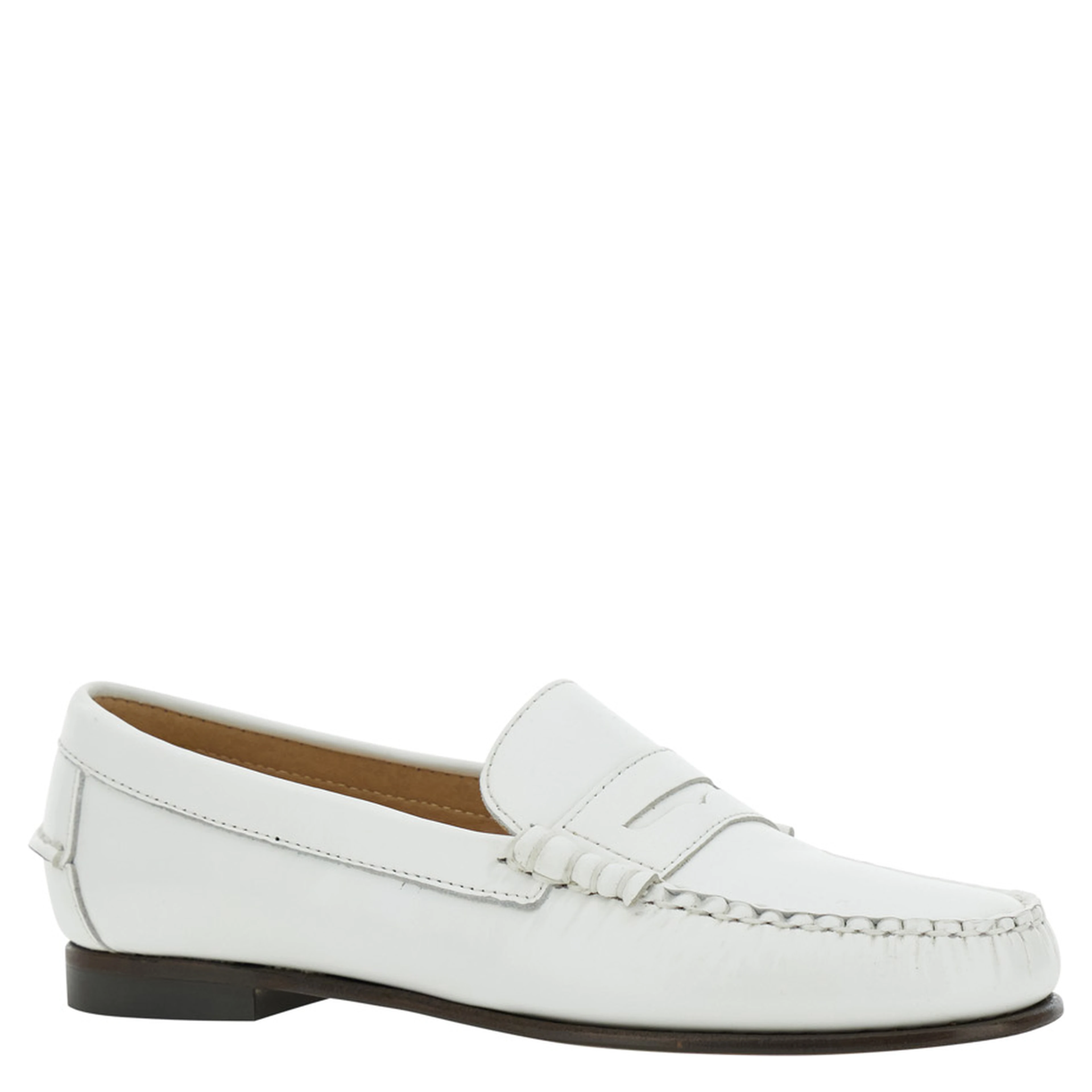 Danielle Pop White Loafers with Bevelled Toe and Low Stacked Heel in Leather Woman