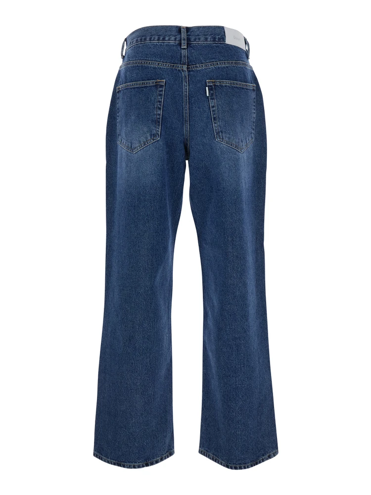 Blue Five Pocket Jeans with Logo Patch on the Back in Denim Man alternative