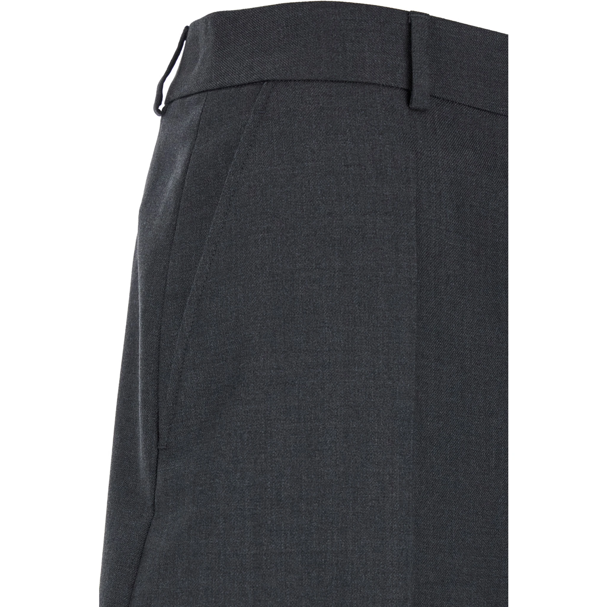 Grey Wide Pants with Pences in Wool Man