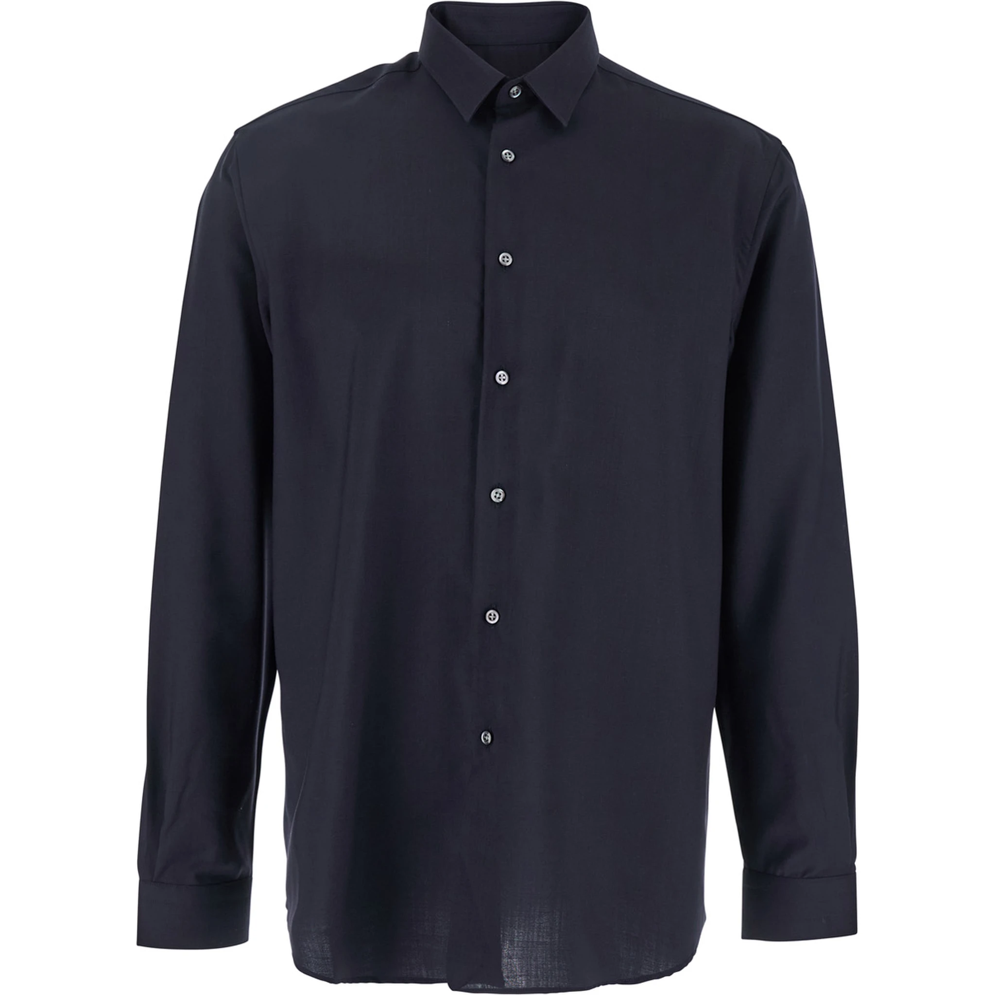Blue Shirt with Classic Collar and Button Closure in Fabric Man