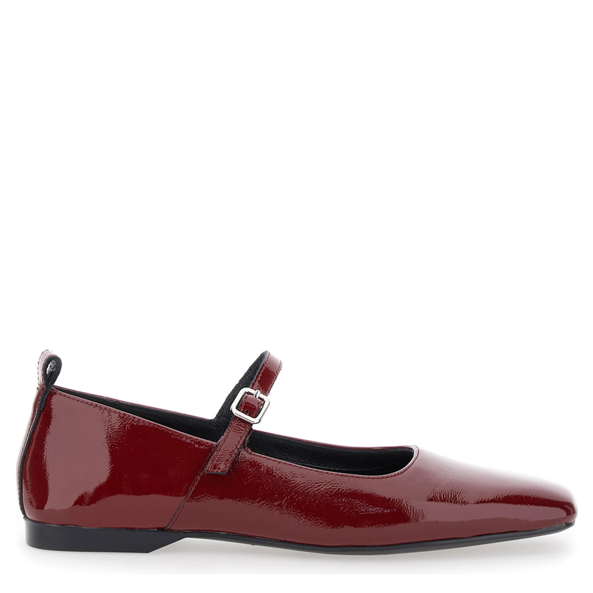 Delia Red Ballerinas with Adjustable Strap in Shiny Leather Woman