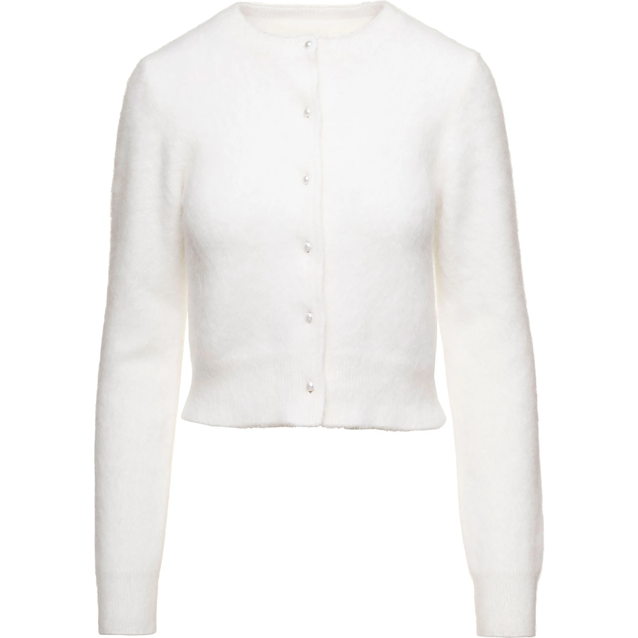 White Cropped Cardigan in Angora Woman