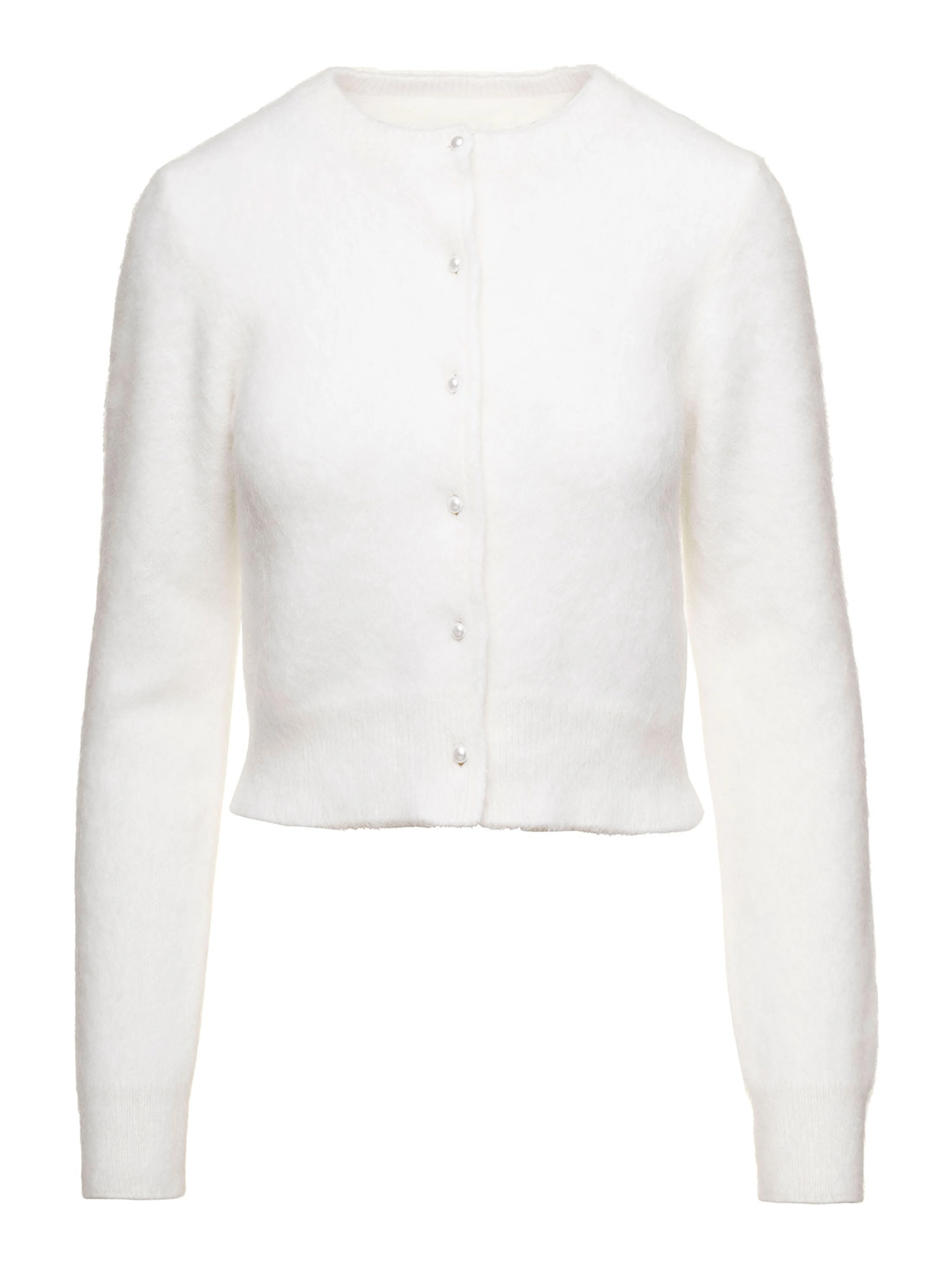 White Cropped Cardigan in Angora Woman