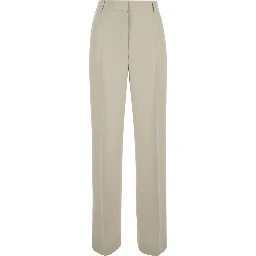 Beige Relaxes Tailored Trousers in Wool Blend Woman