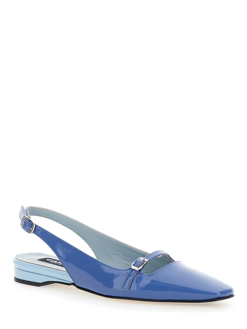 Ninon Blue Slingback Ballet Shoes in Leather Woman