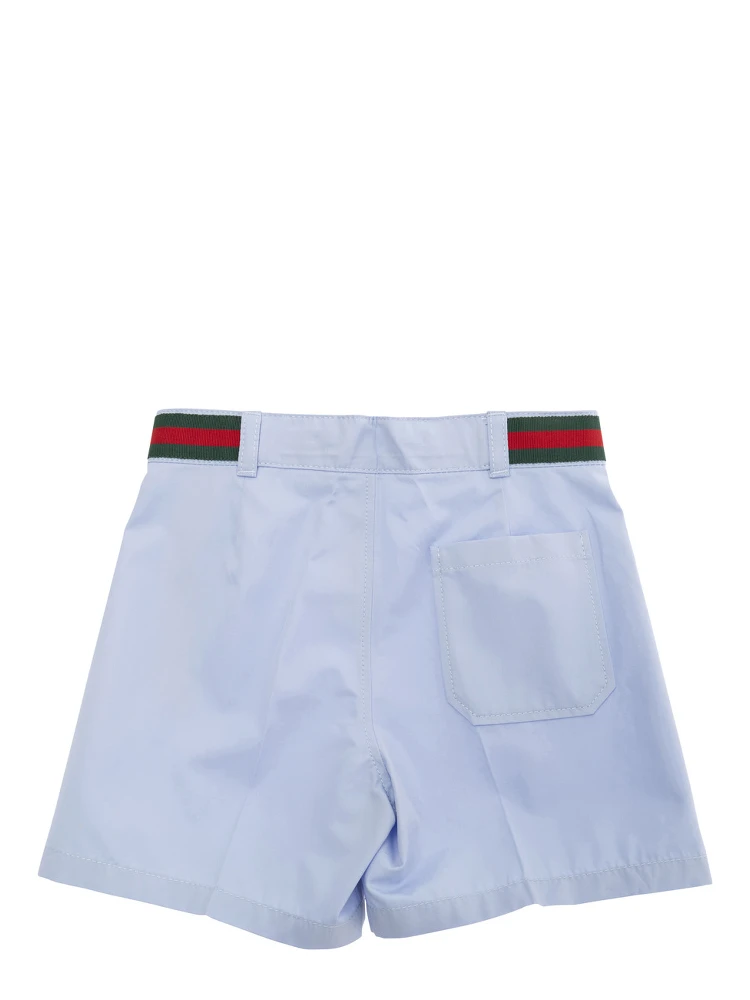Light Blue Shorts with Web Detail in Cotton Baby