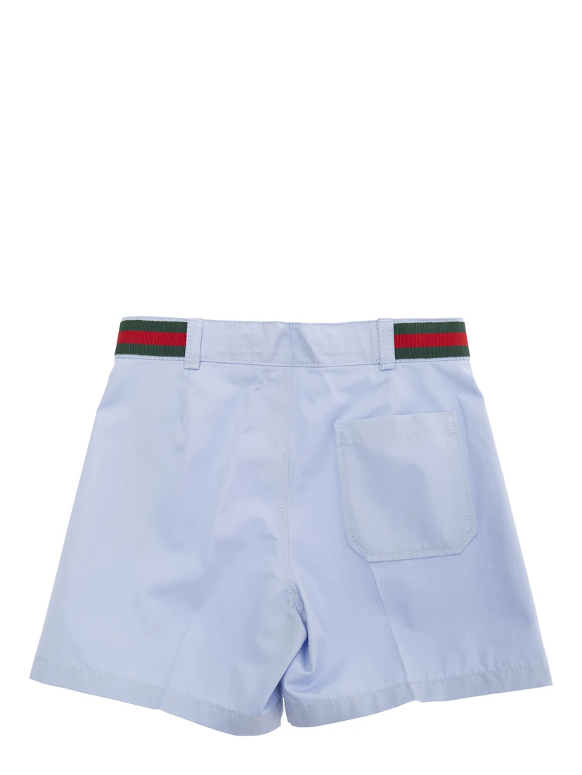 Light Blue Shorts with Web Detail in Cotton Baby
