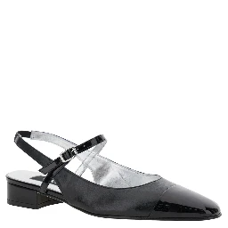 Oceano Black Slingback Ballet Shoes in Leather Woman