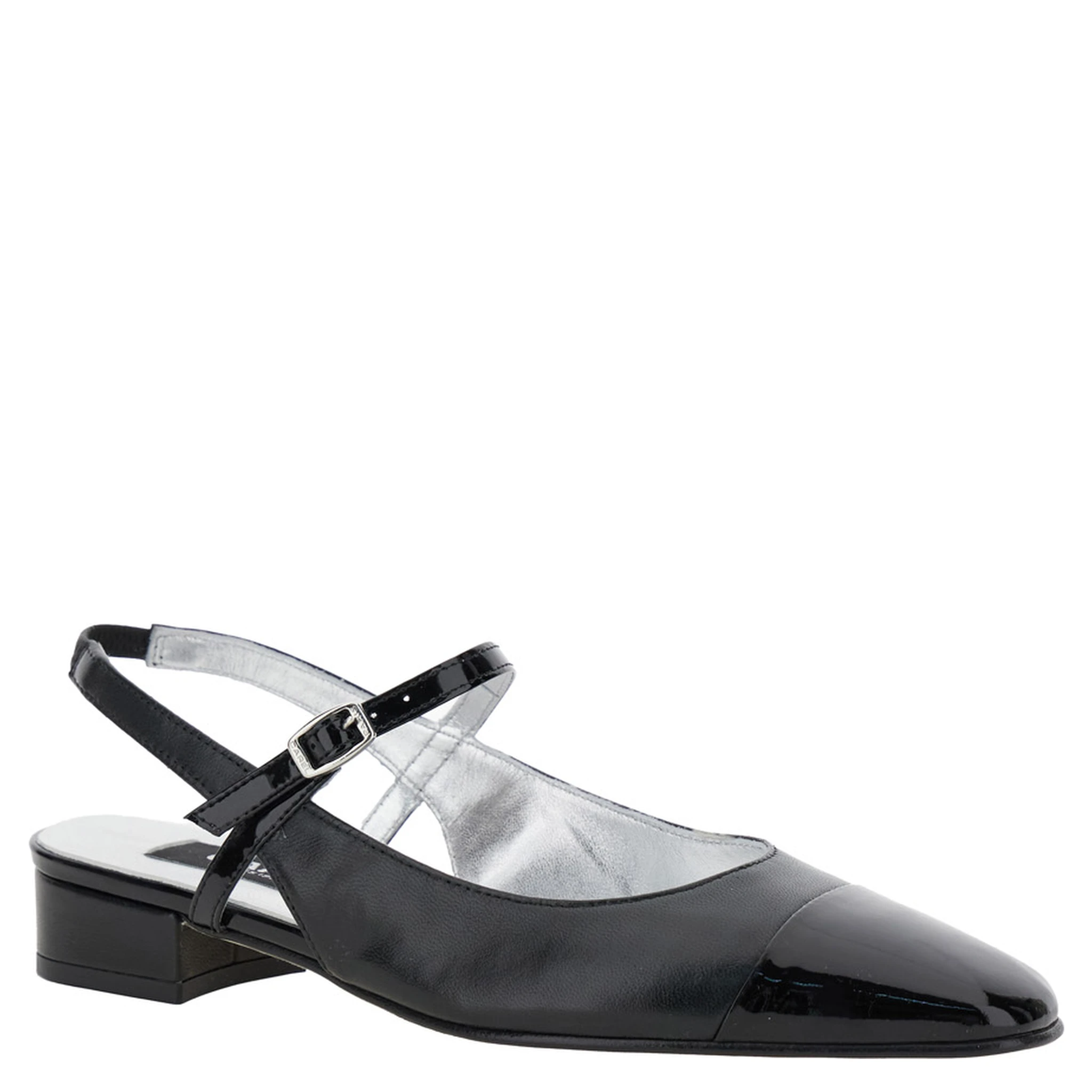 Oceano Black Slingback Ballet Shoes in Leather Woman
