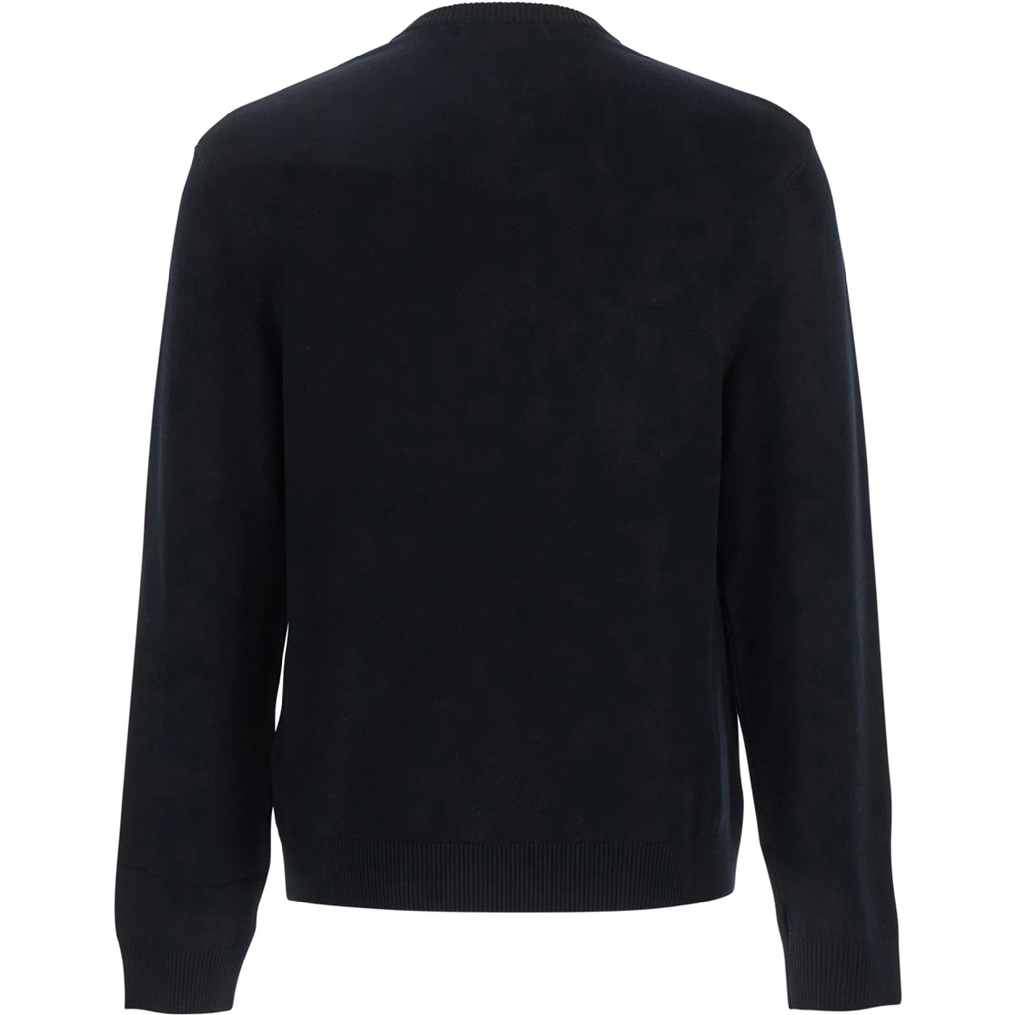 Black Crewneck Sweater with Logo Embroidery on the Front in Viscose Stretch Man