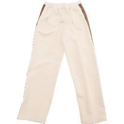 White Pants with Web Detail on the Sides in Cotton Girls