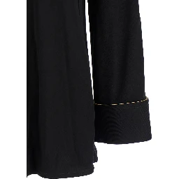 Black Shirt with Notebook Cuffs in Viscose Woman