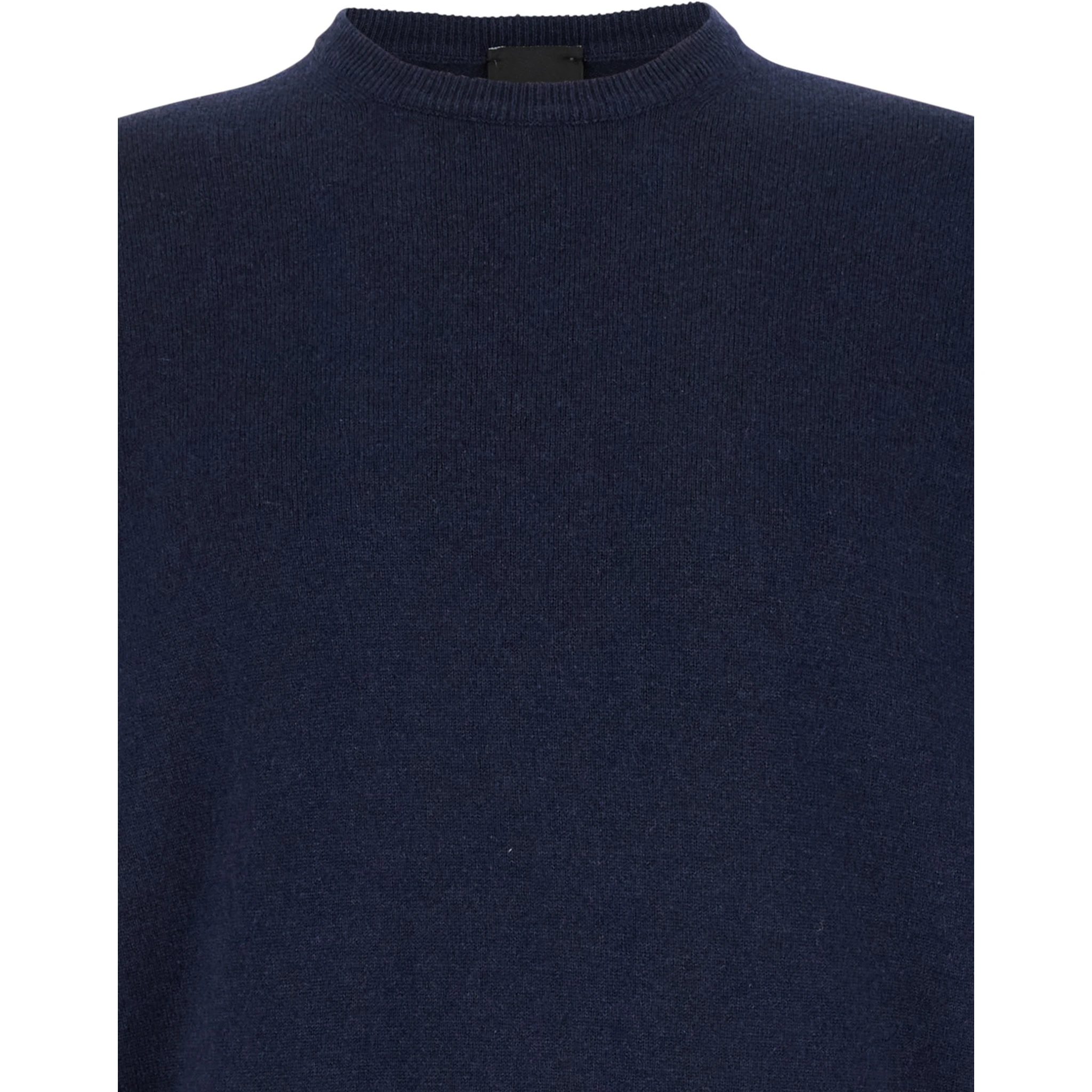 Blue Crewneck Sweater in Merino Wool and Silk Blend Man