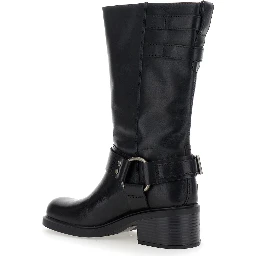 Daniella Black Ankle Boots with Buckles in Leather Woman