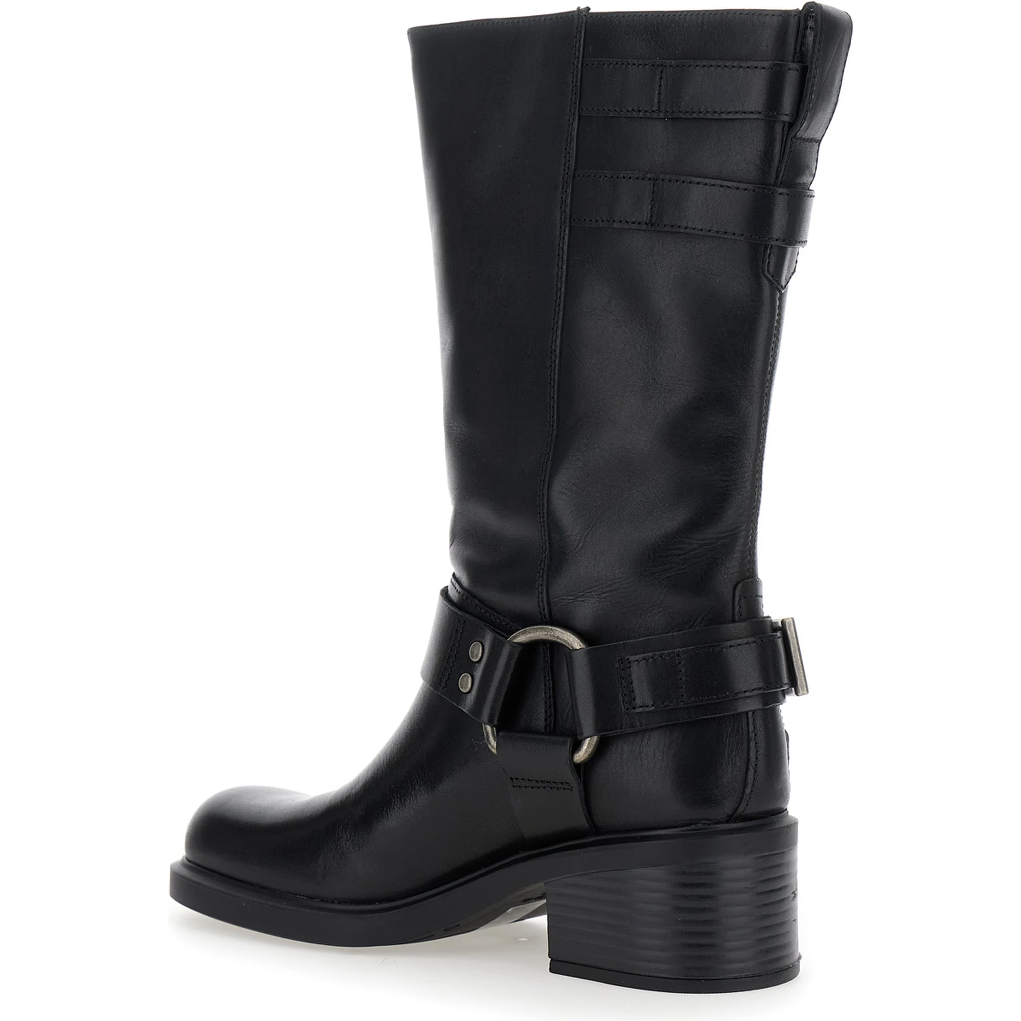 Daniella Black Ankle Boots with Buckles in Leather Woman