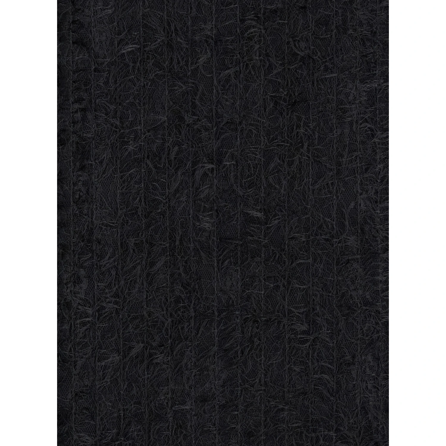 Black Turtleneck Dress with Fringes All-Over in Fabric Woman
