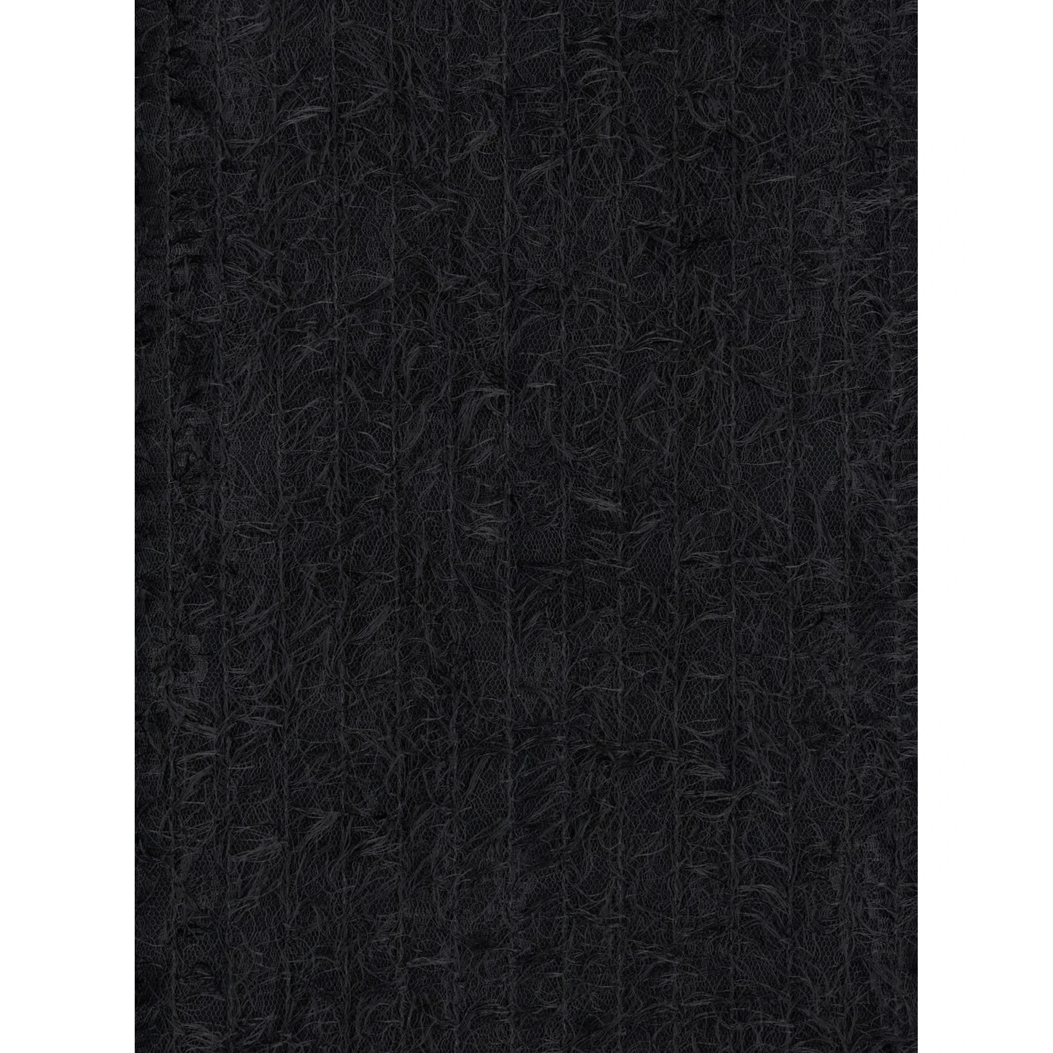 Black Turtleneck Dress with Fringes All-Over in Fabric Woman