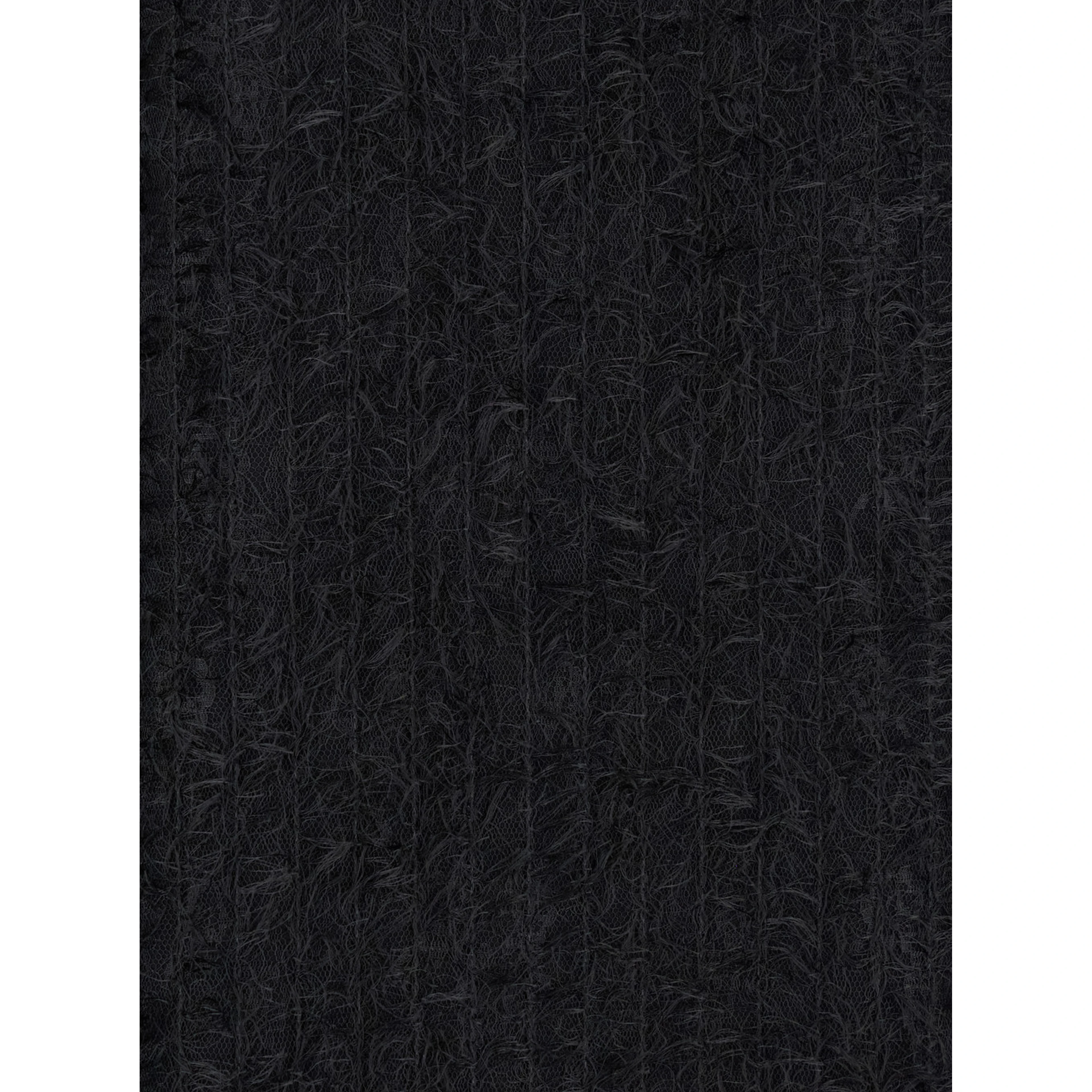 Black Turtleneck Dress with Fringes All-Over in Fabric Woman