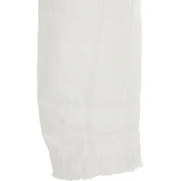 White Jeans with Logo Patch on the Rear and Fringed Hem in Denim Woman