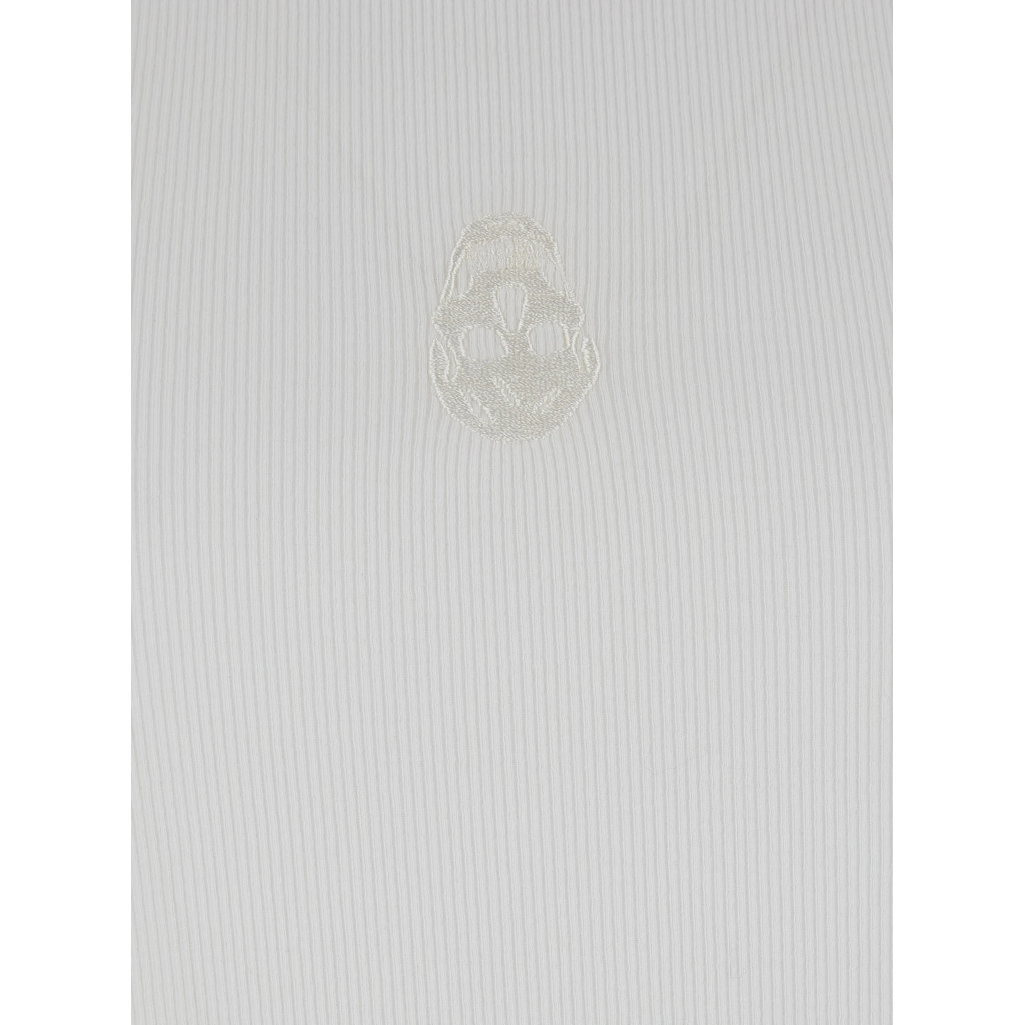 White Top with Upside Down Skull Embroidery on the Front in Cotton Jersey Man