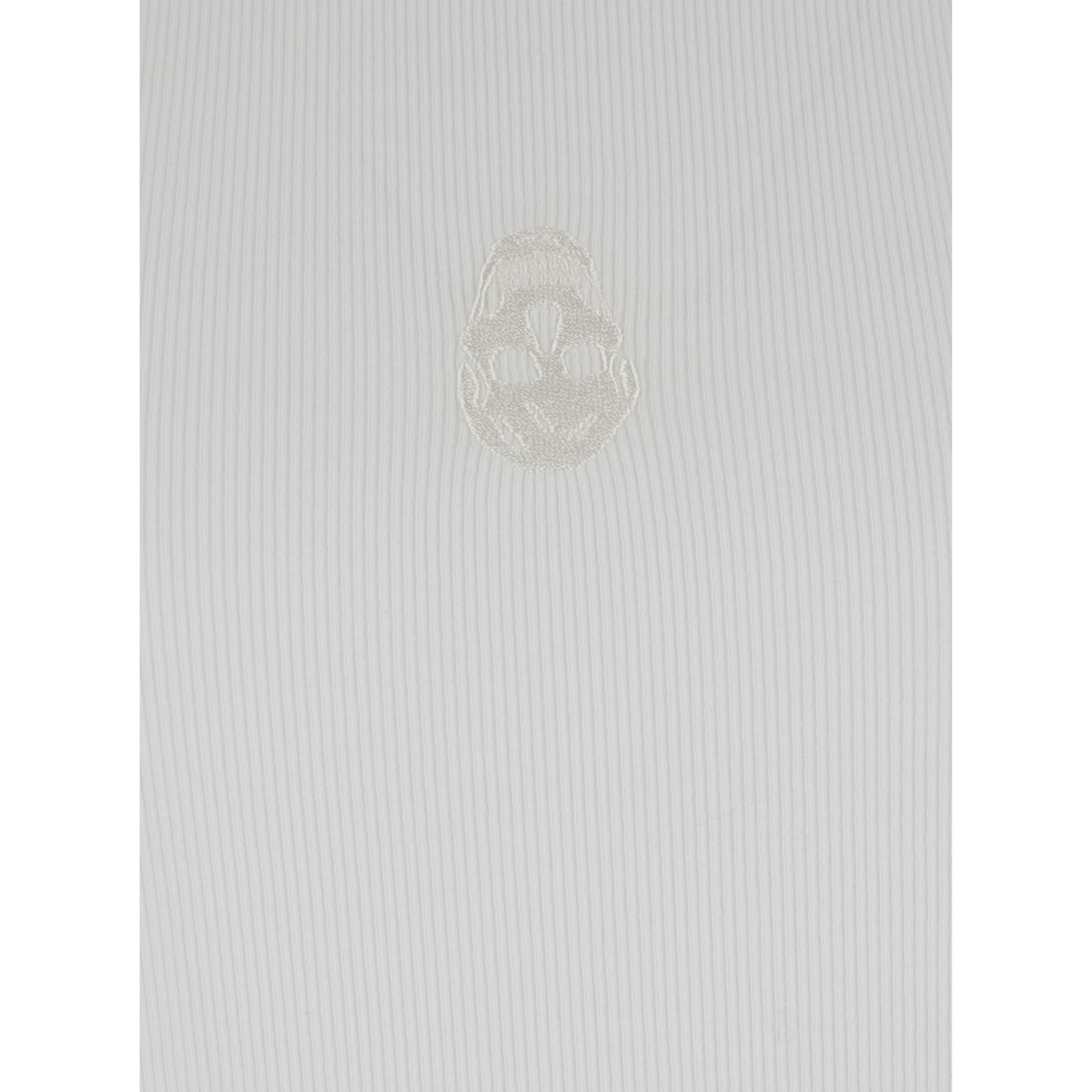 White Top with Upside Down Skull Embroidery on the Front in Cotton Jersey Man