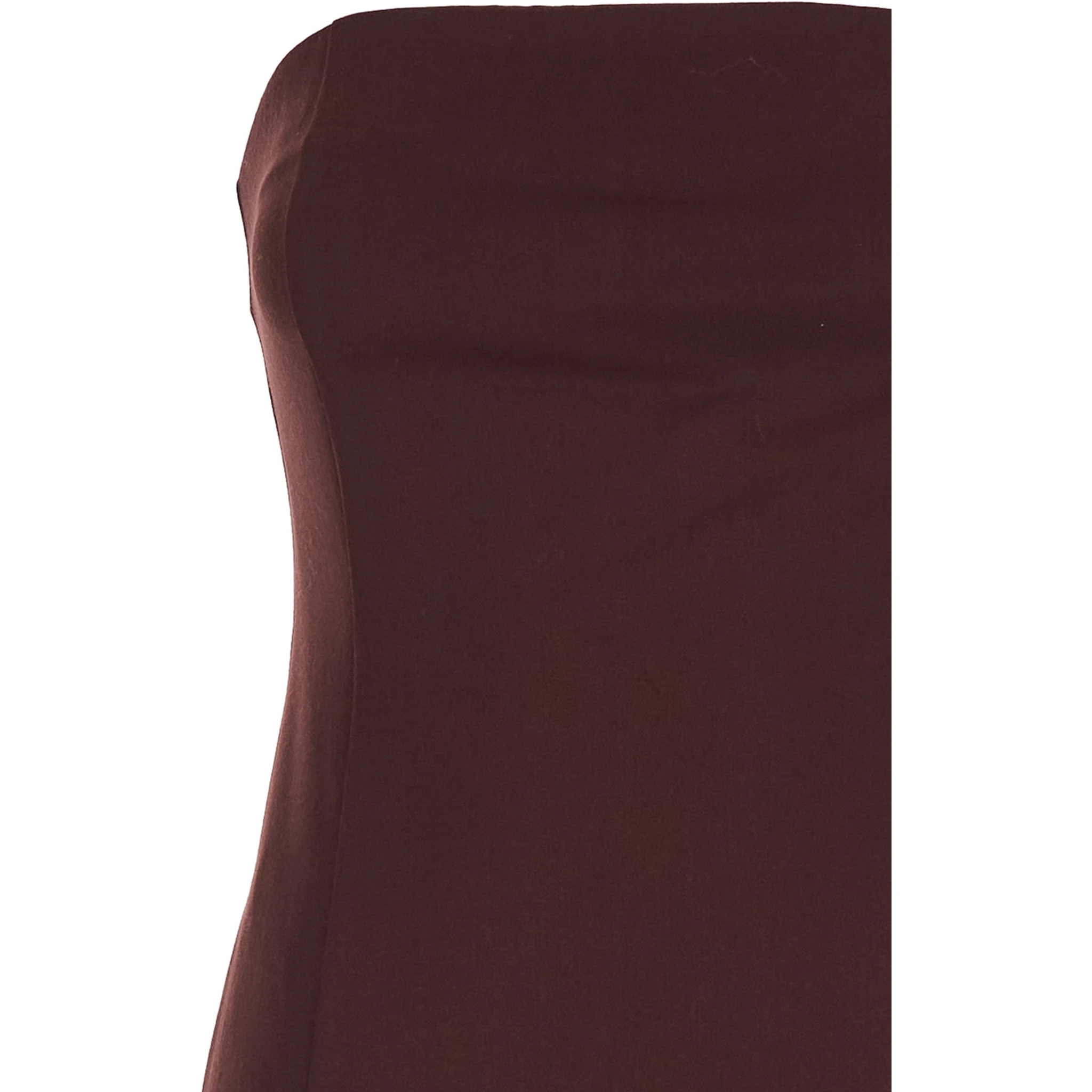 Bordeaux Sleeveless Midi Dress with Bustier-style Neckline in Wool Blend Stretch Woman