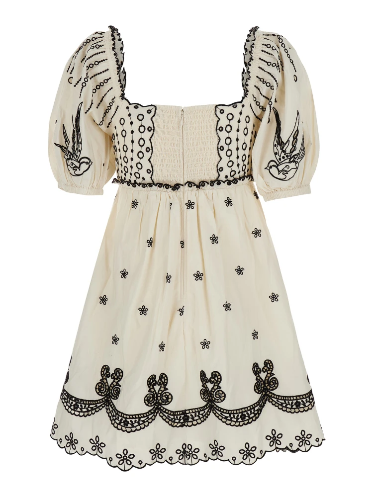 Kingsley White Dress with All-Over Embroidery in Cotton Woman alternative