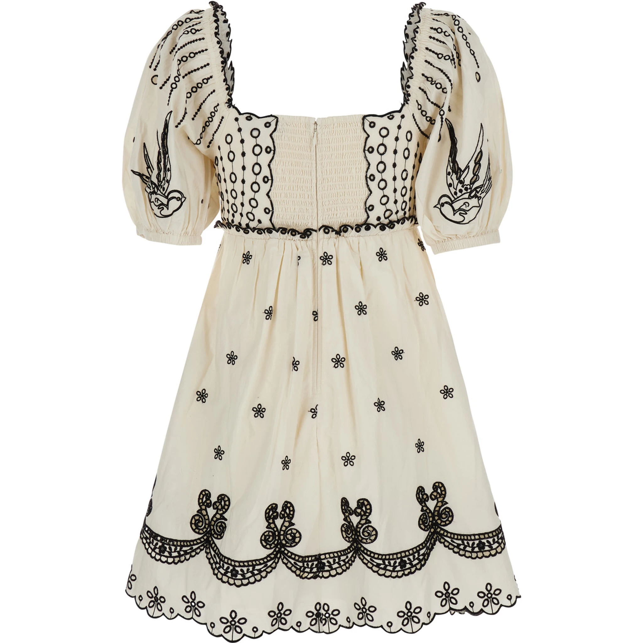 فستان كينغسلي الأبيض مطرز بالكامل من القطن للنساء