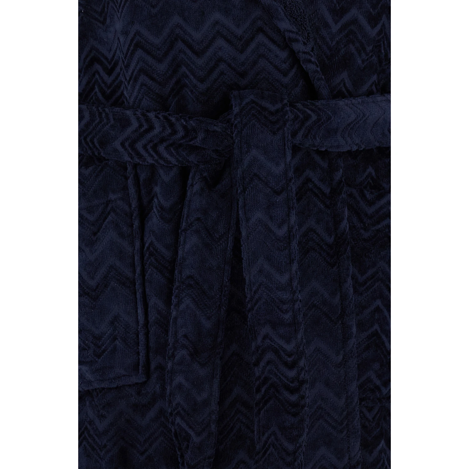 Blue Bathrobe with Zig Zag Motif in Cotton