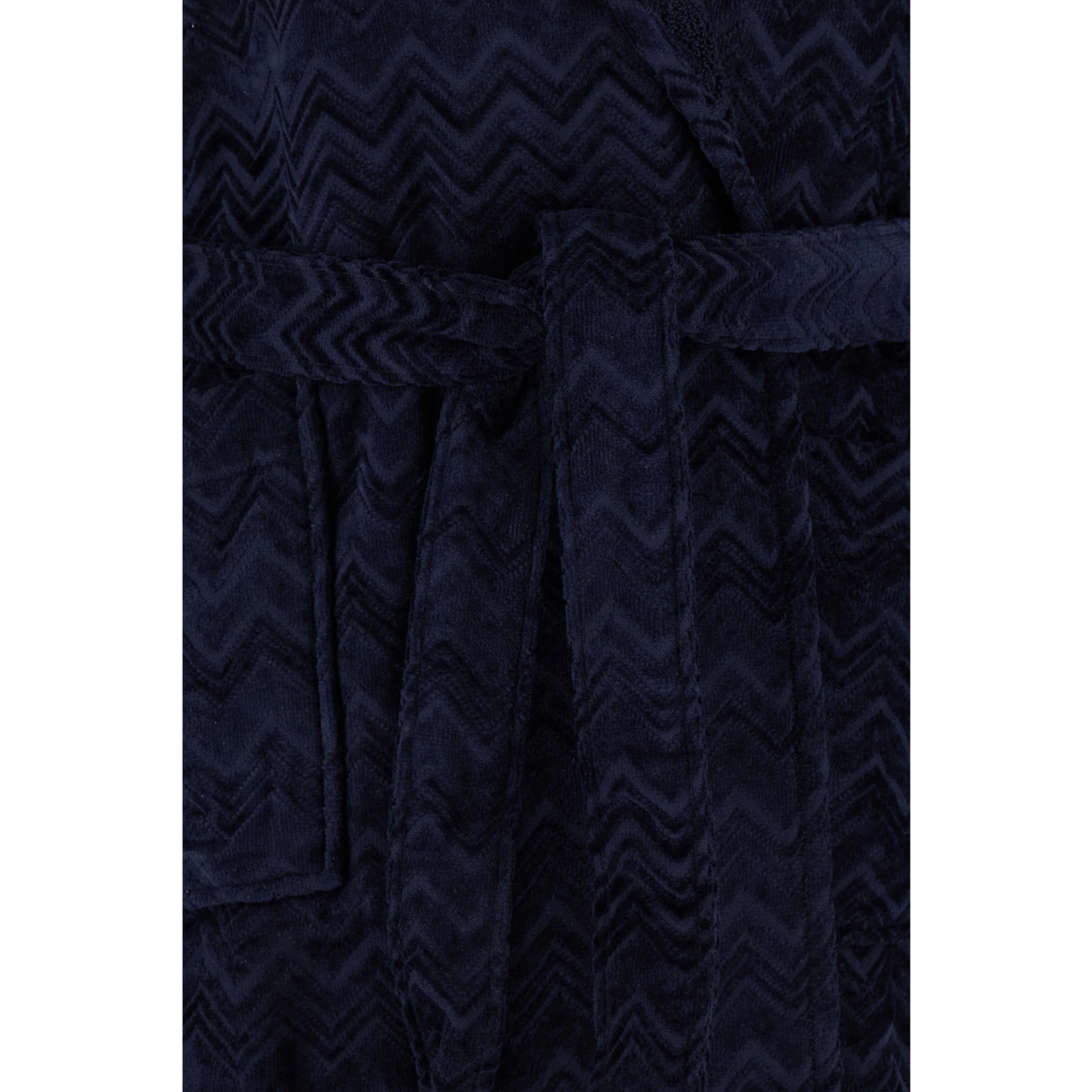 Blue Bathrobe with Zig Zag Motif in Cotton