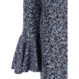 Mini Blue Backless Dress with All-Over Sequins Woman