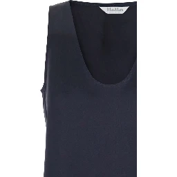 Filly Blue Sleeveless Top with Round Neck in Silk Woman