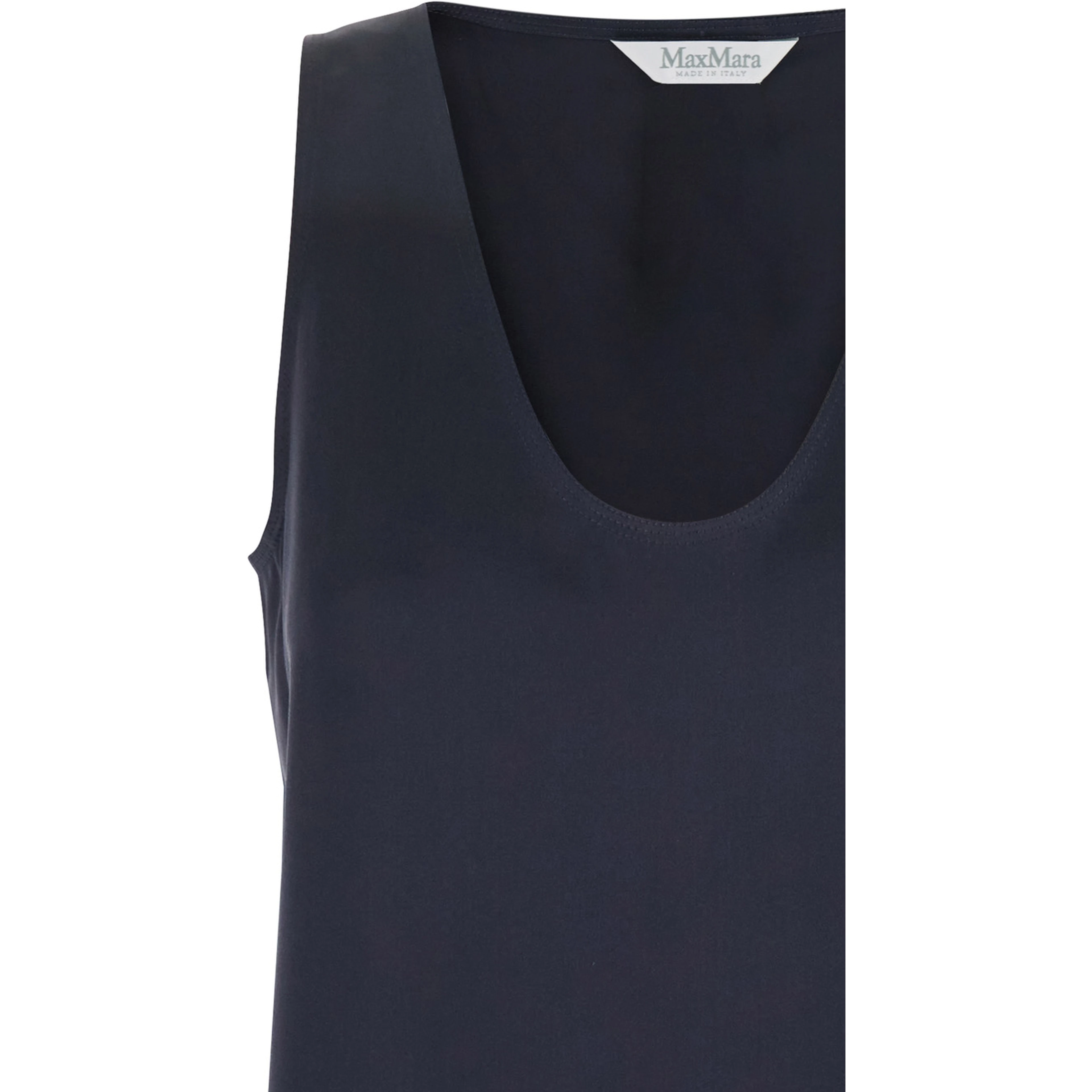 Filly Blue Sleeveless Top with Round Neck in Silk Woman
