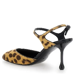 Pixie Brown Pumps with High Sculpted Heel and All-Over Leopard Print in Tech Fabric Woman