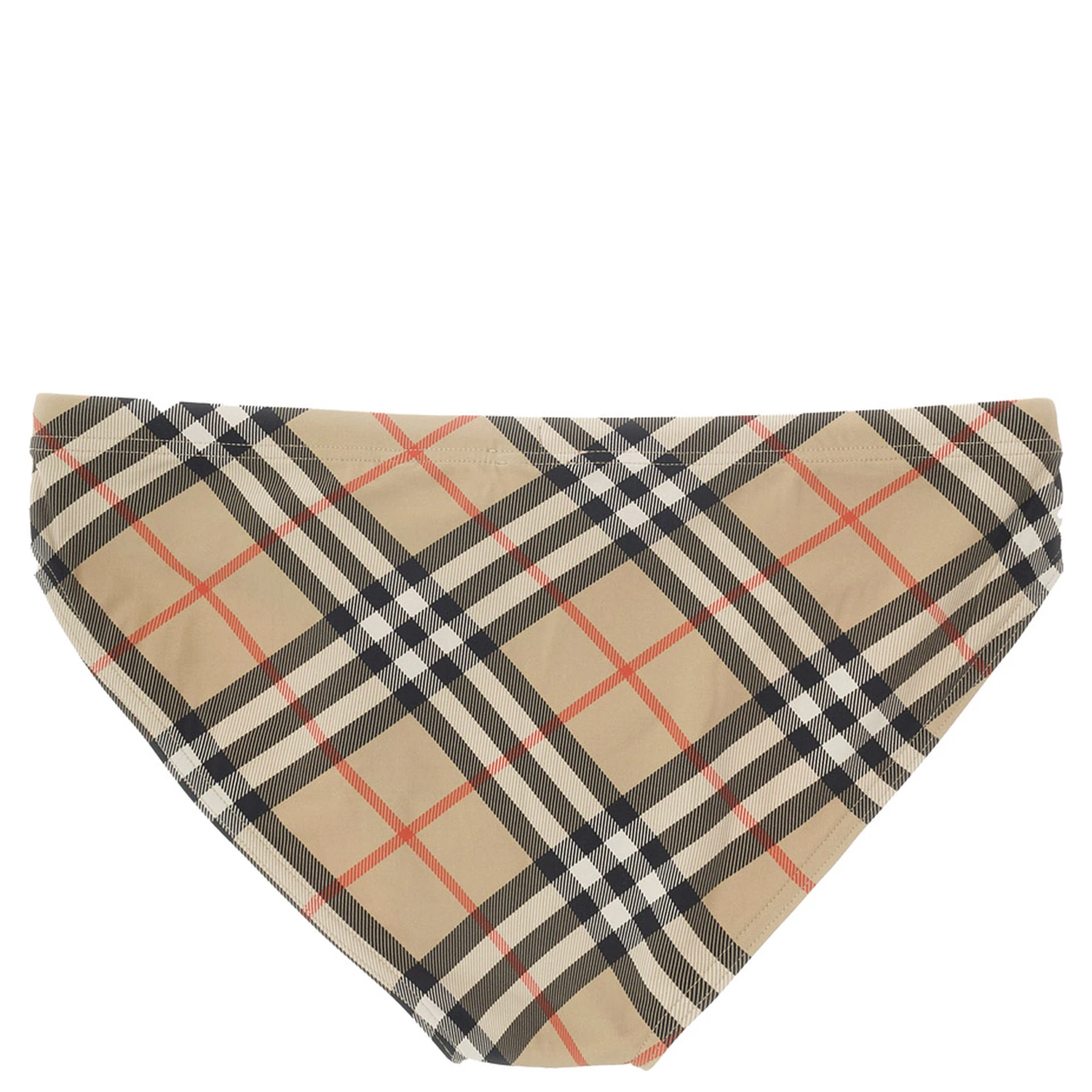 Beige Speedo with Check Motif in Polyamide Man