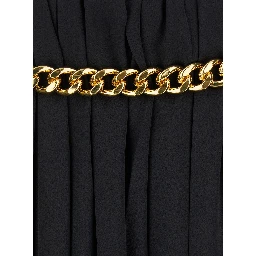 Black Long Pleaded Skirt with Belt in Tech Fabric Woman