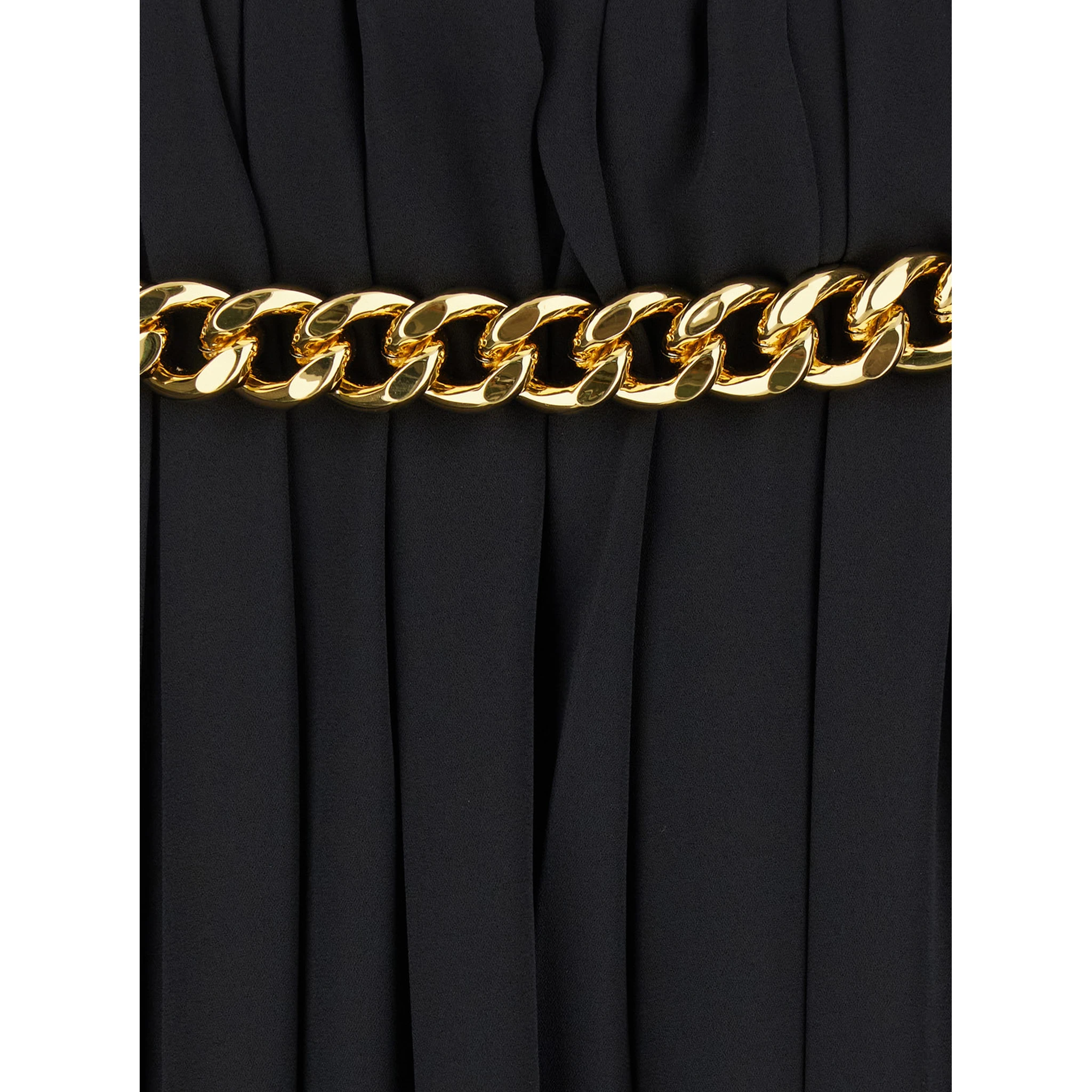 Black Long Pleaded Skirt with Belt in Tech Fabric Woman