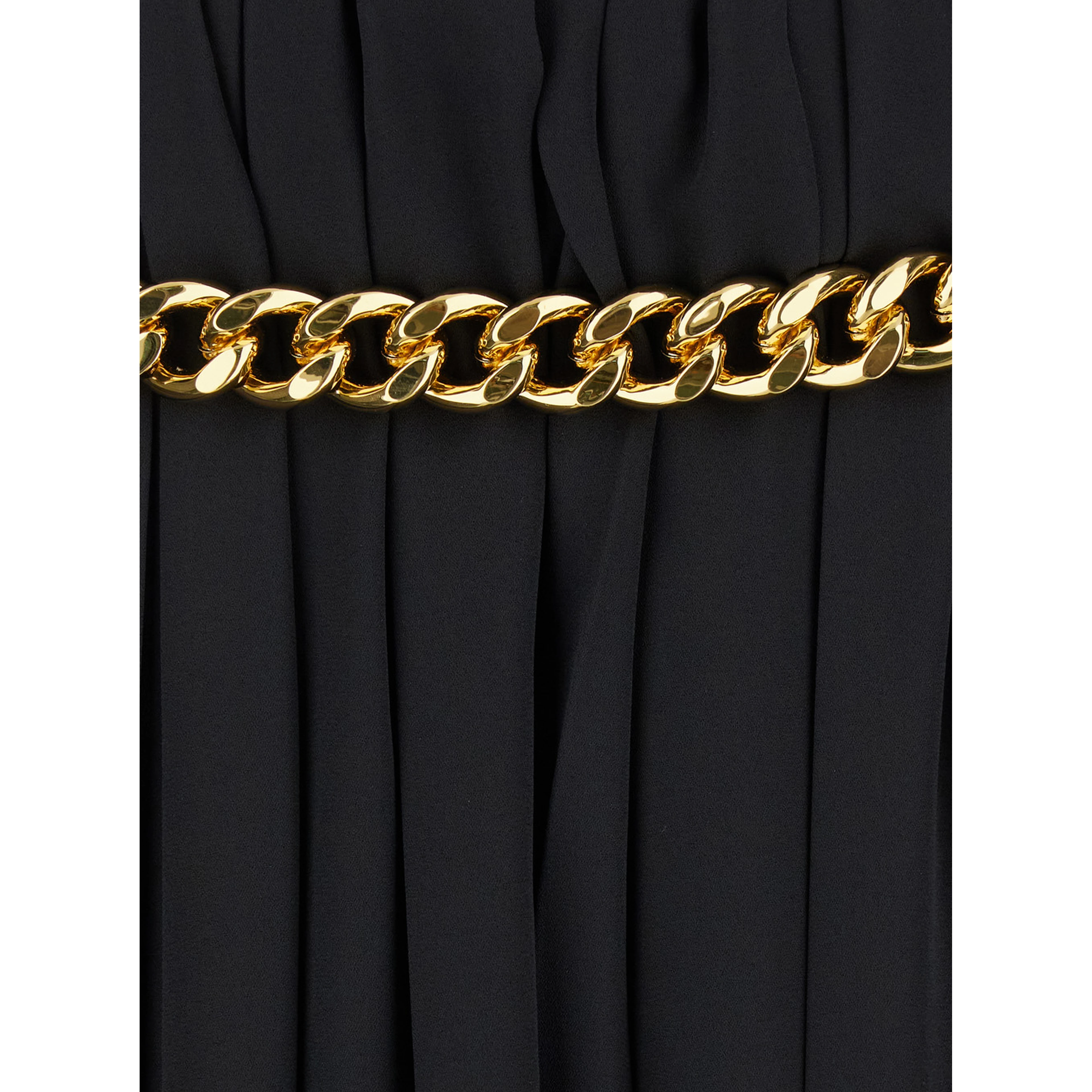 Black Long Pleaded Skirt with Belt in Tech Fabric Woman