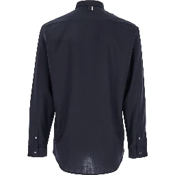 Blue Shirt with Classic Collar and Button Closure in Fabric Man