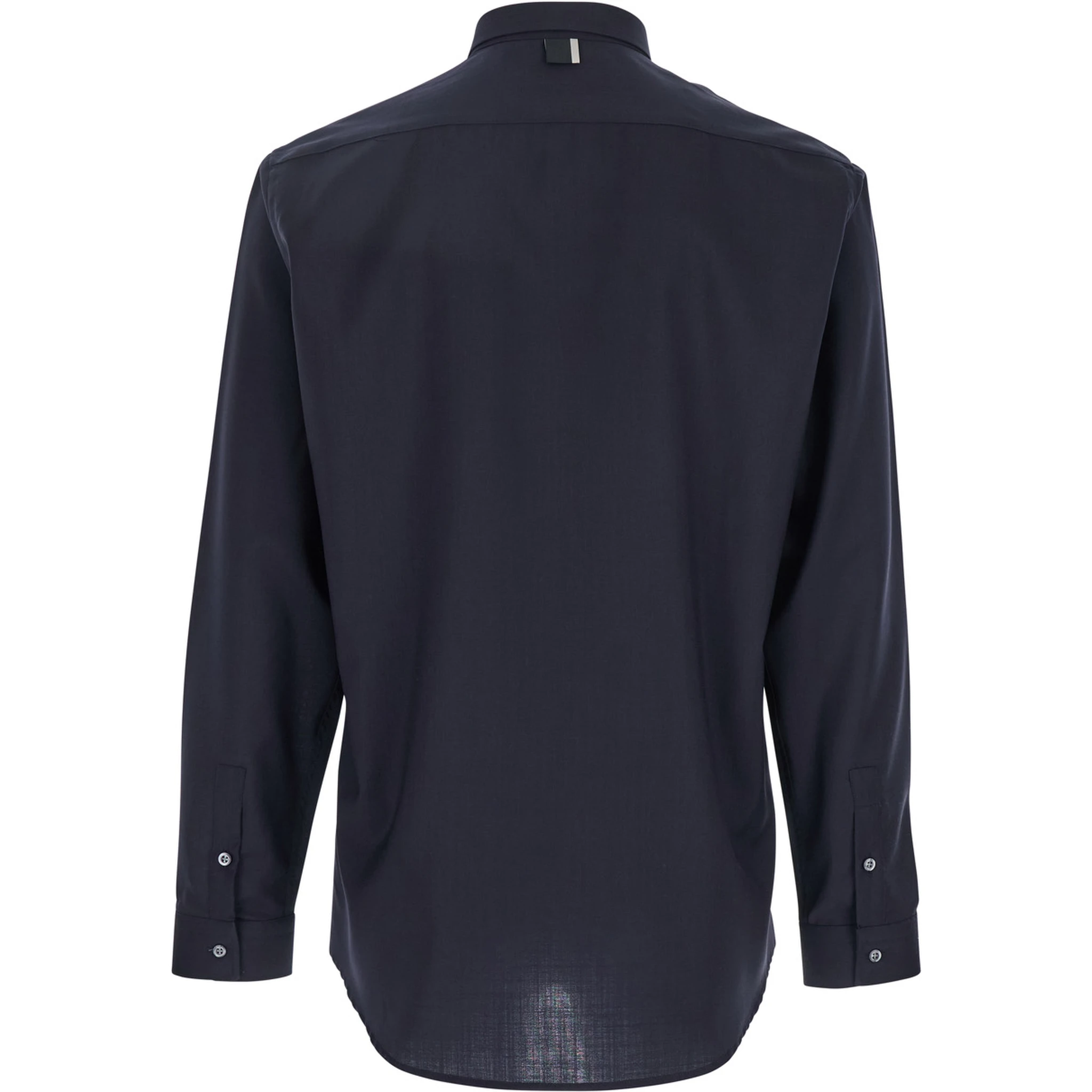 Blue Shirt with Classic Collar and Button Closure in Fabric Man