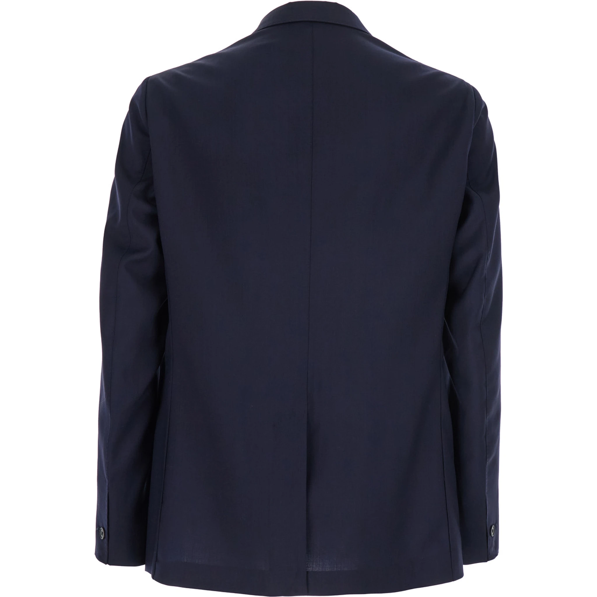 Blue Double-Breasted Jacket with Peak Revers and Embroidery Detail on the Front in Wool Man