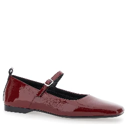 Delia Red Ballerinas with Adjustable Strap in Shiny Leather Woman
