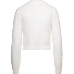 White Cropped Cardigan in Angora Woman