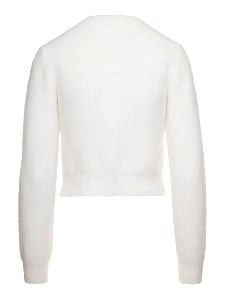 White Cropped Cardigan in Angora Woman alternative