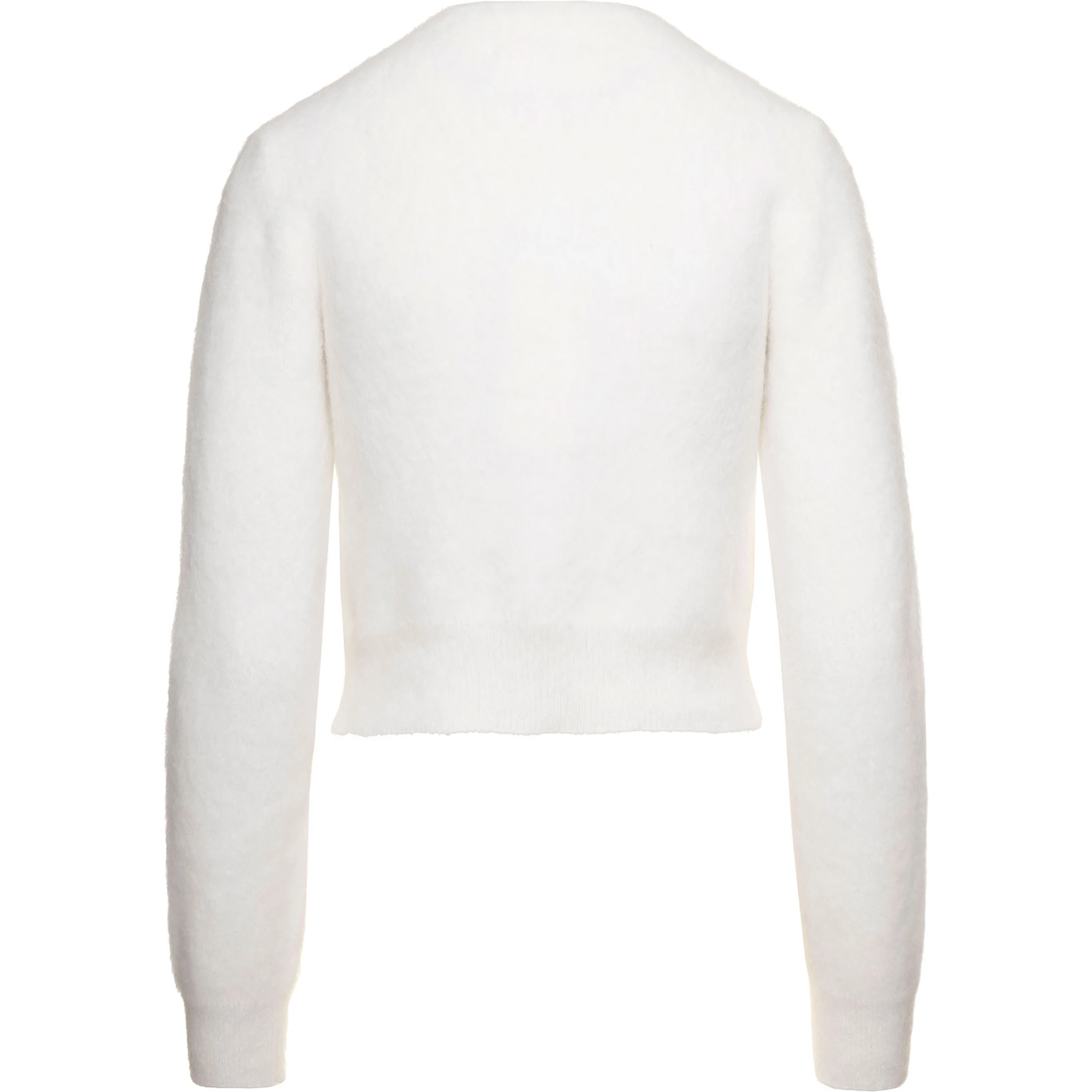 White Cropped Cardigan in Angora Woman